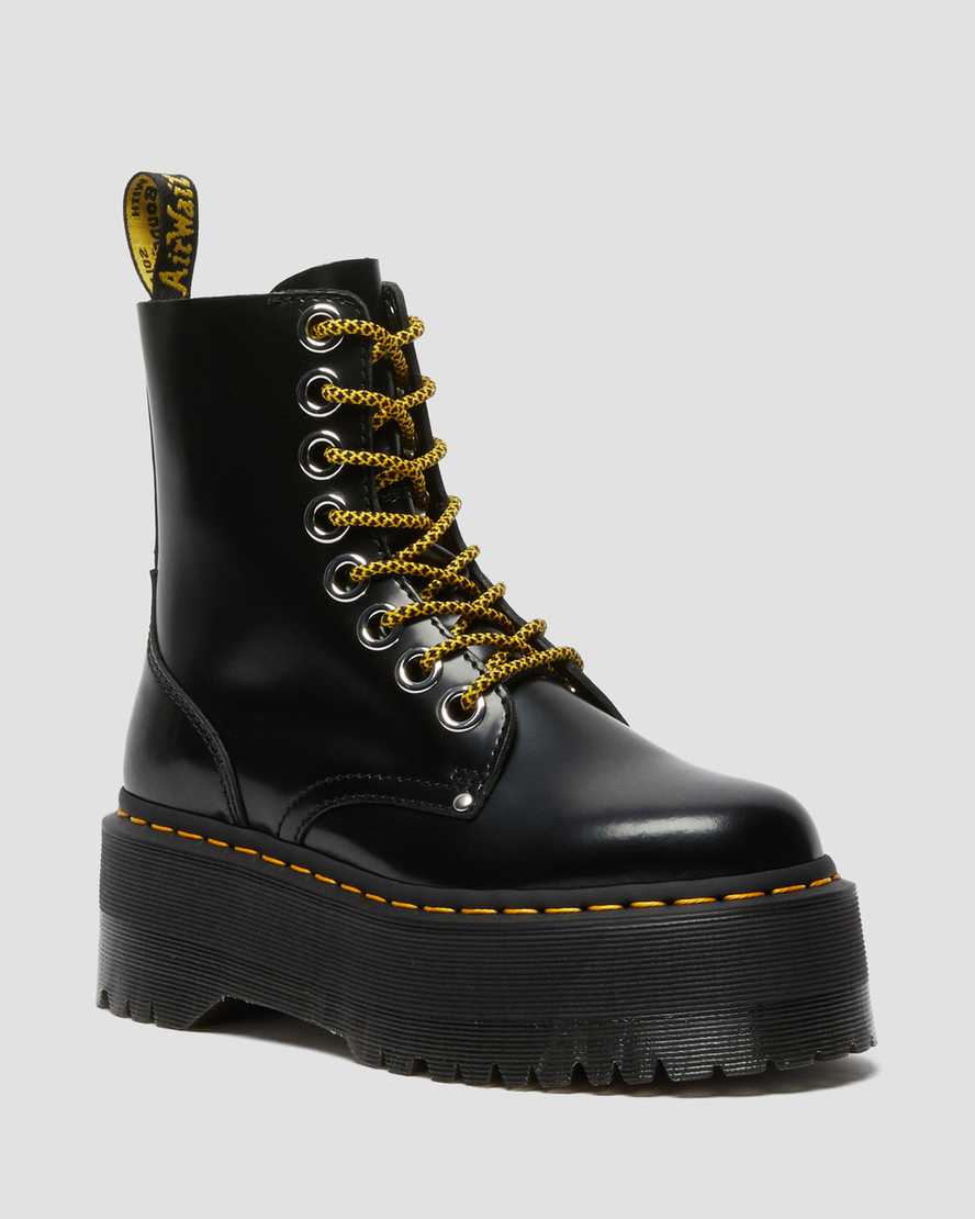 Dr Martens Platform Boots Women's Jadon Max Black | Malaysia 73486-MYNB